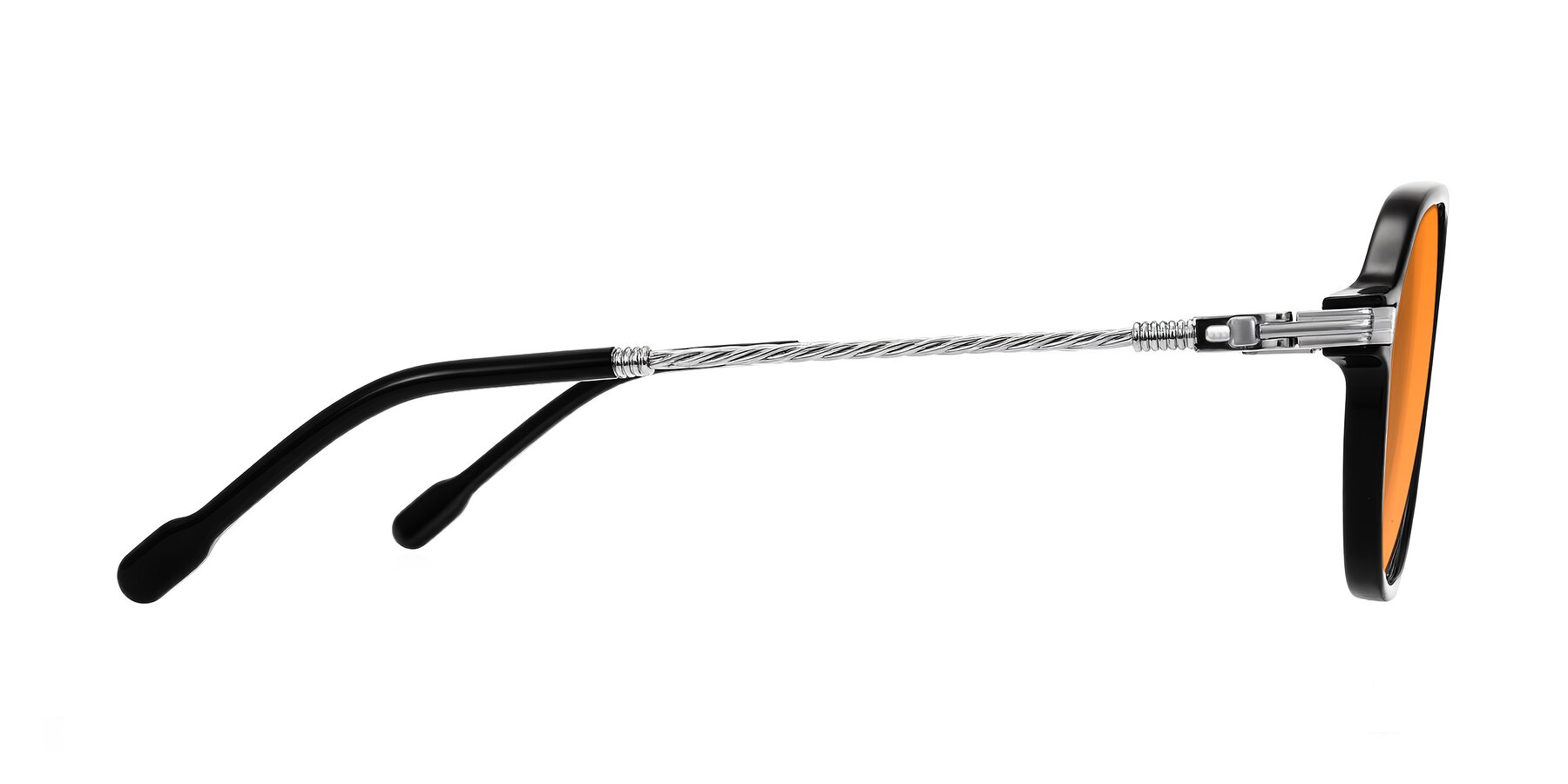 Side of Kanause in Black/Silver with Orange Tinted Lenses