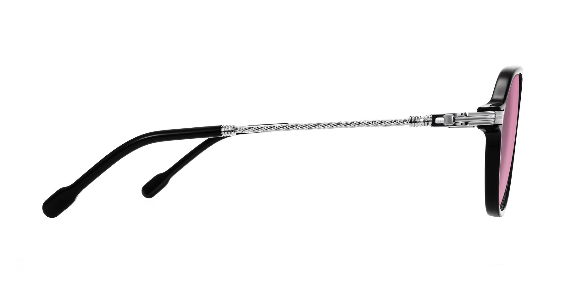 Side of Kanause in Black/Silver with Medium Wine Tinted Lenses