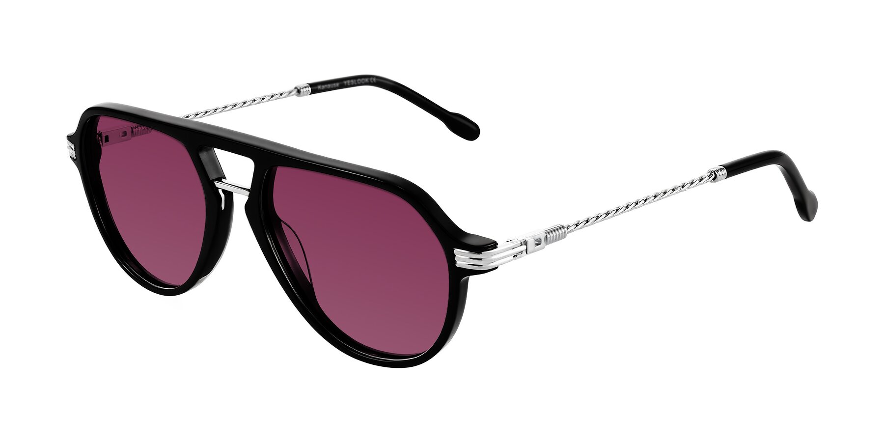 Angle of Kanause in Black/Silver with Wine Tinted Lenses