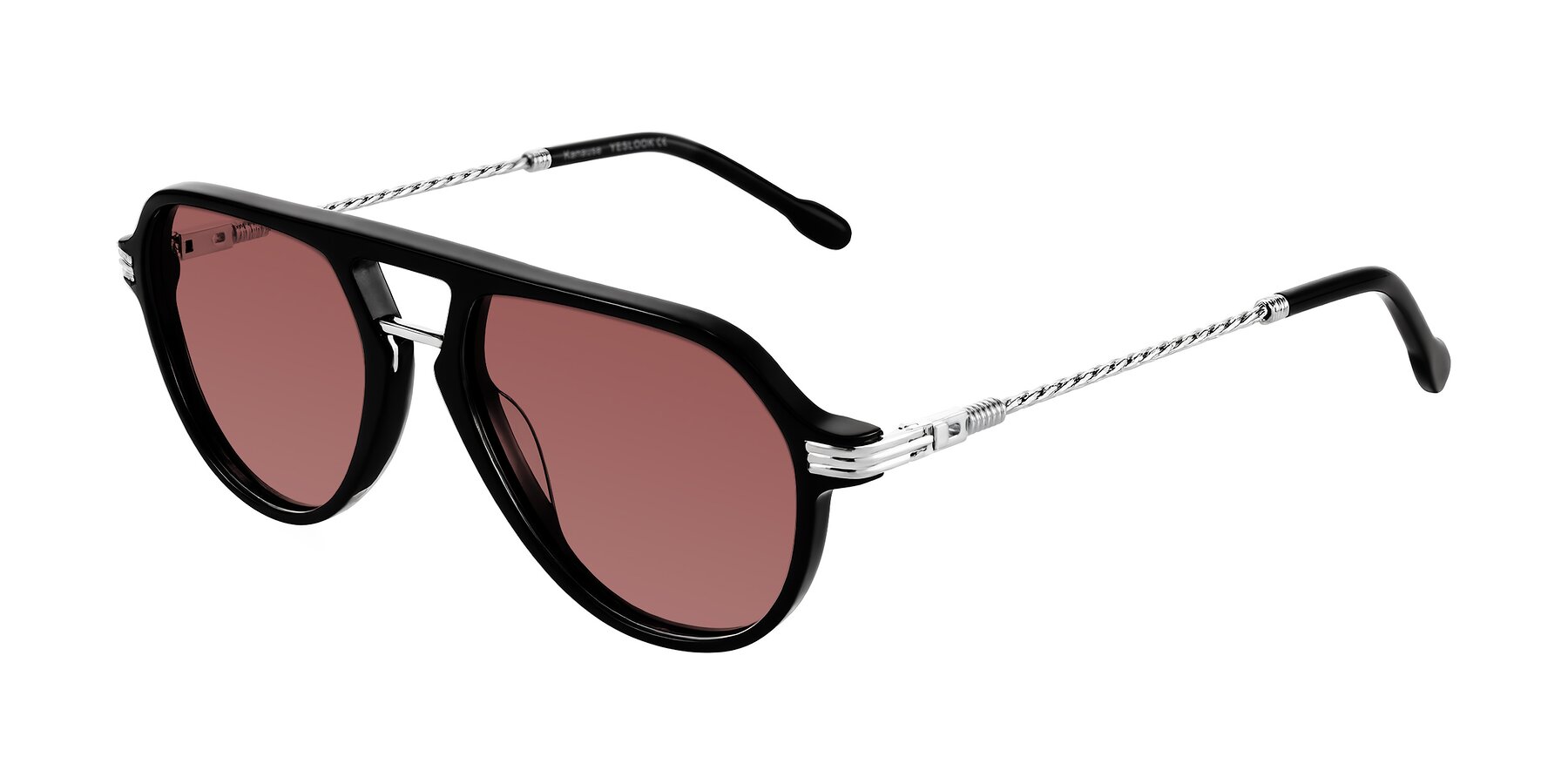 Angle of Kanause in Black/Silver with Garnet Tinted Lenses
