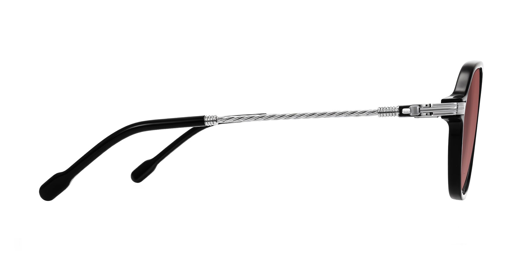 Side of Kanause in Black/Silver with Garnet Tinted Lenses