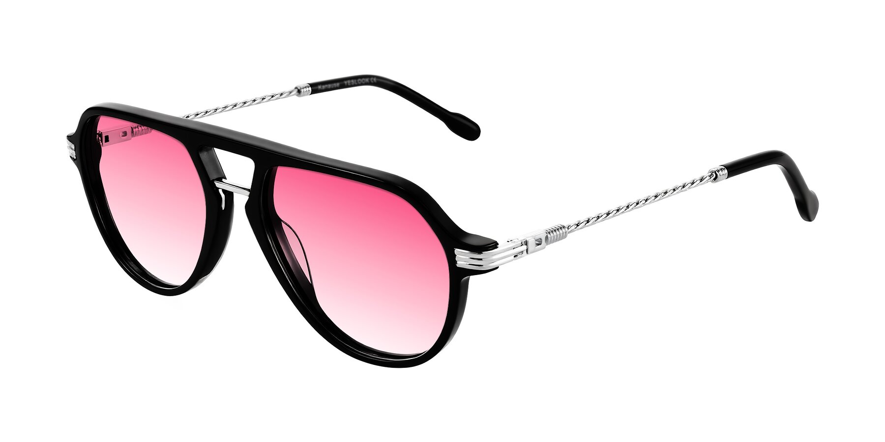 Angle of Kanause in Black/Silver with Pink Gradient Lenses