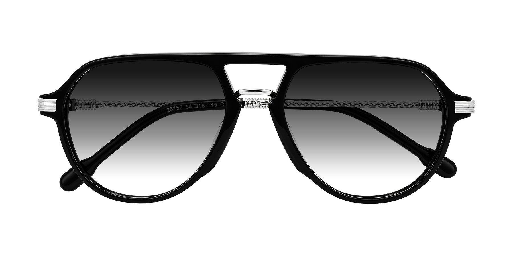 Folded Front of Kanause in Black/Silver with Gray Gradient Lenses
