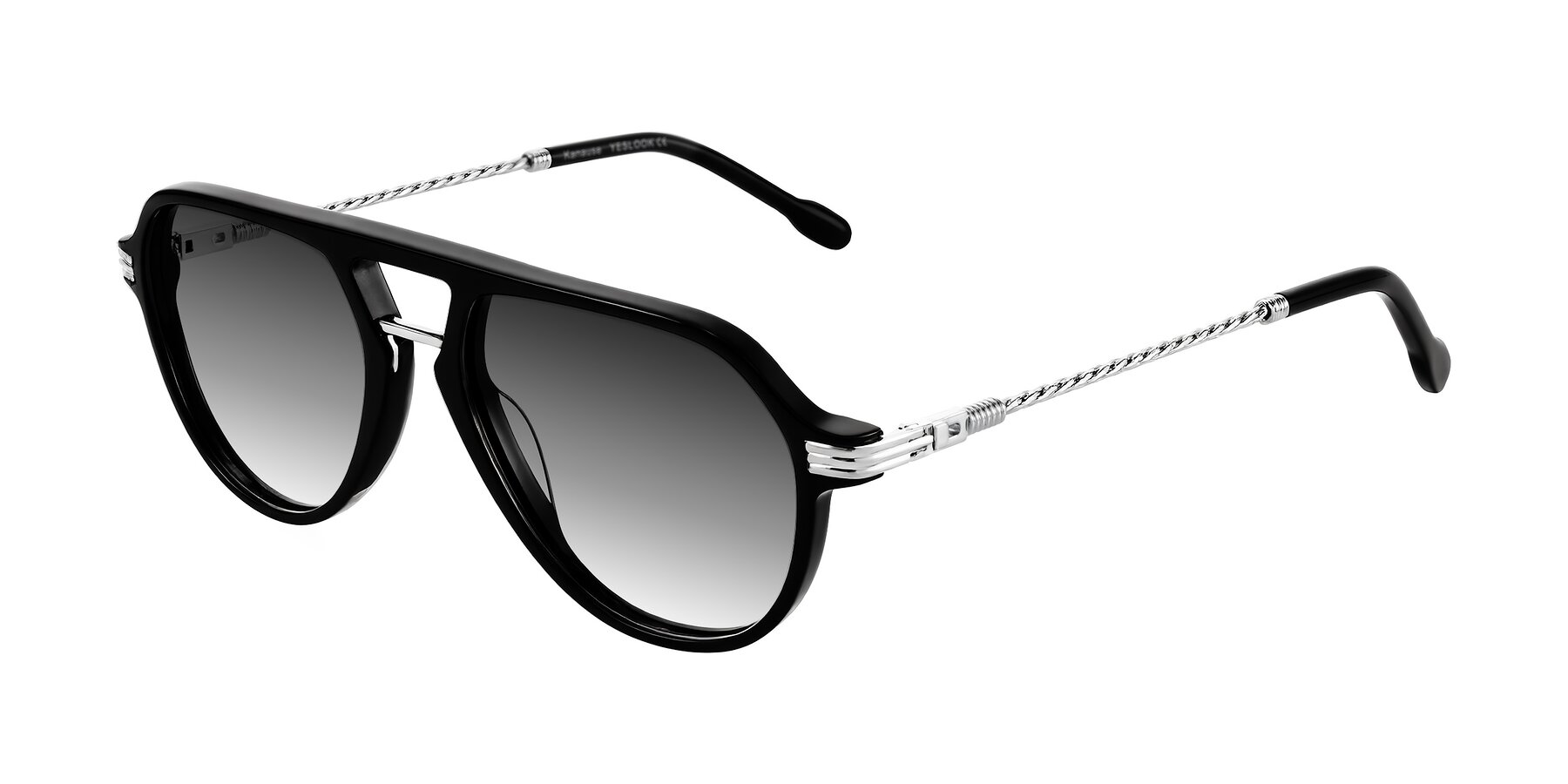 Angle of Kanause in Black/Silver with Gray Gradient Lenses