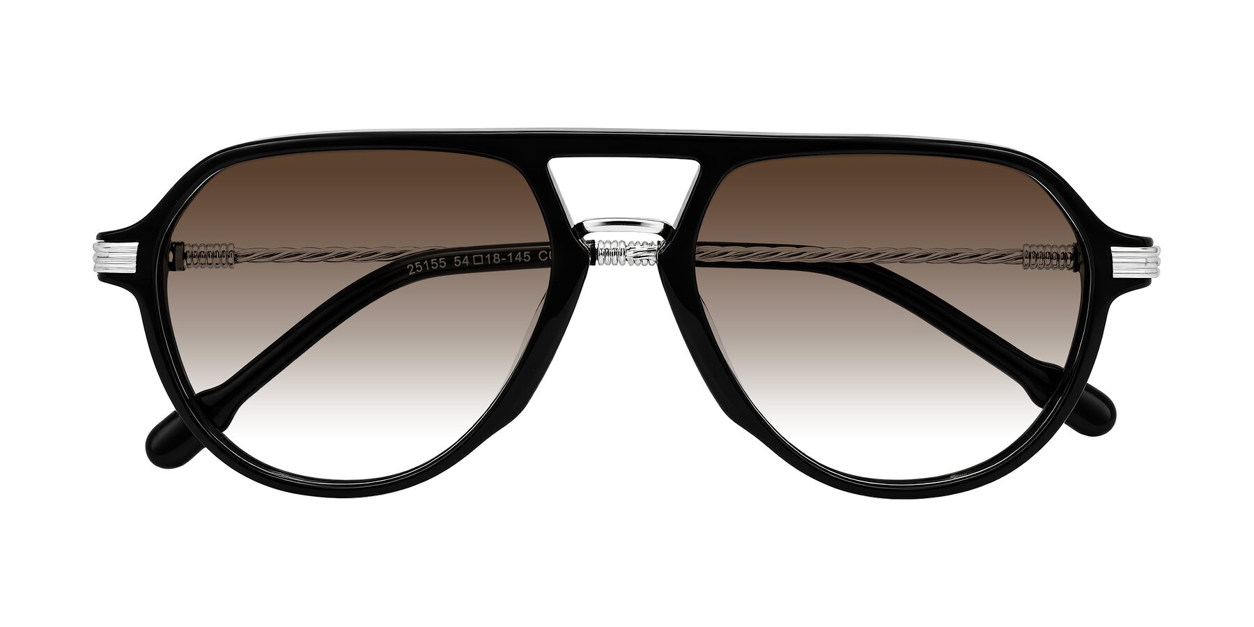 Folded Front of Kanause in Black/Silver with Brown Gradient Lenses