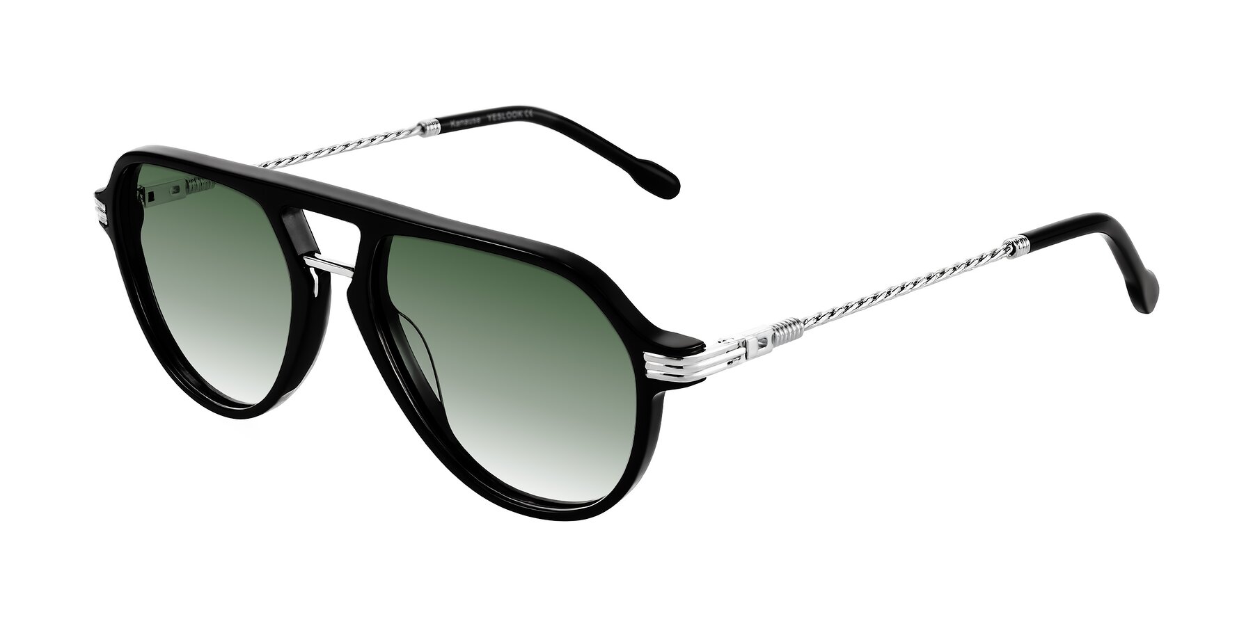 Angle of Kanause in Black/Silver with Green Gradient Lenses