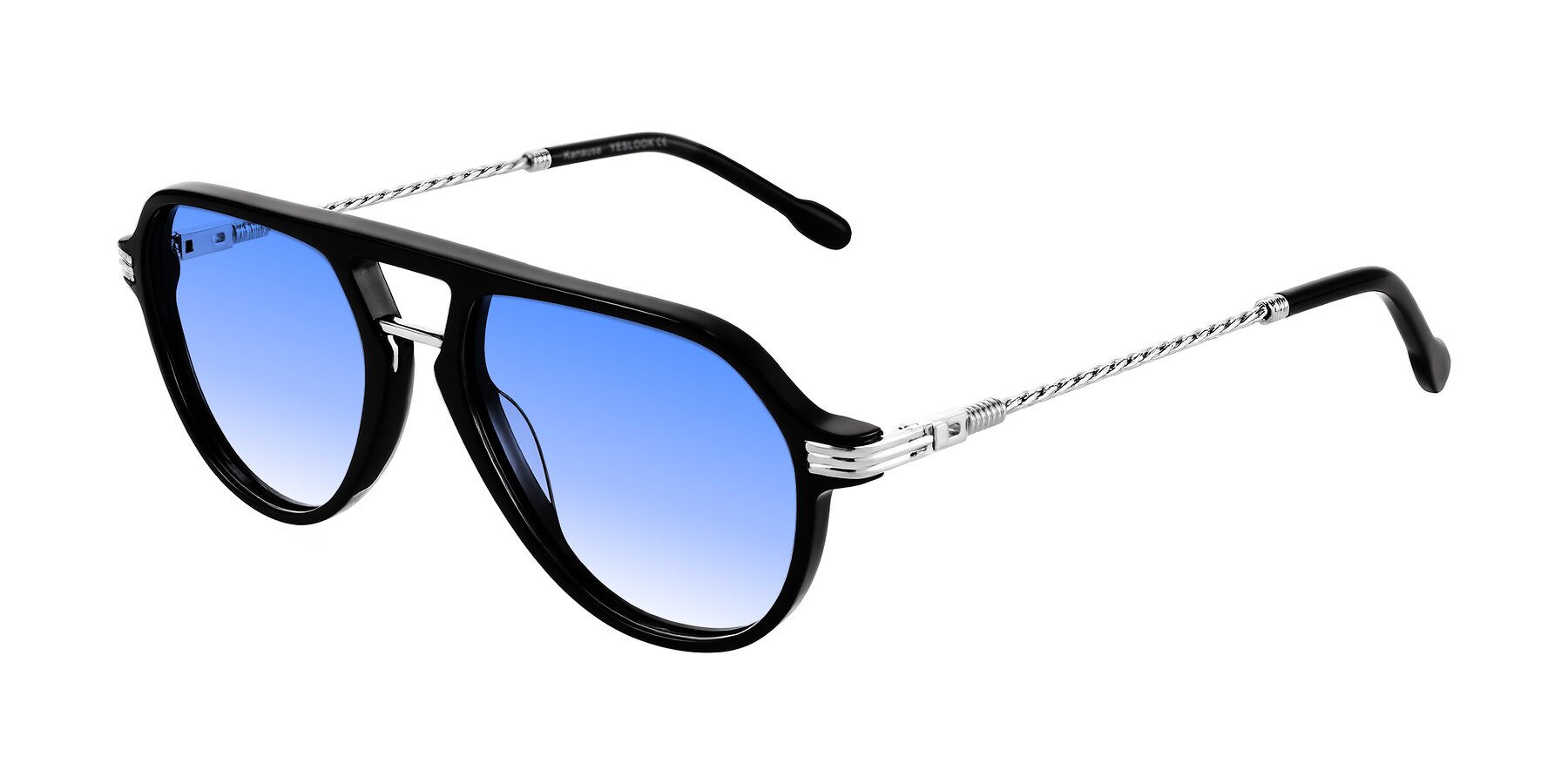 Angle of Kanause in Black/Silver with Blue Gradient Lenses