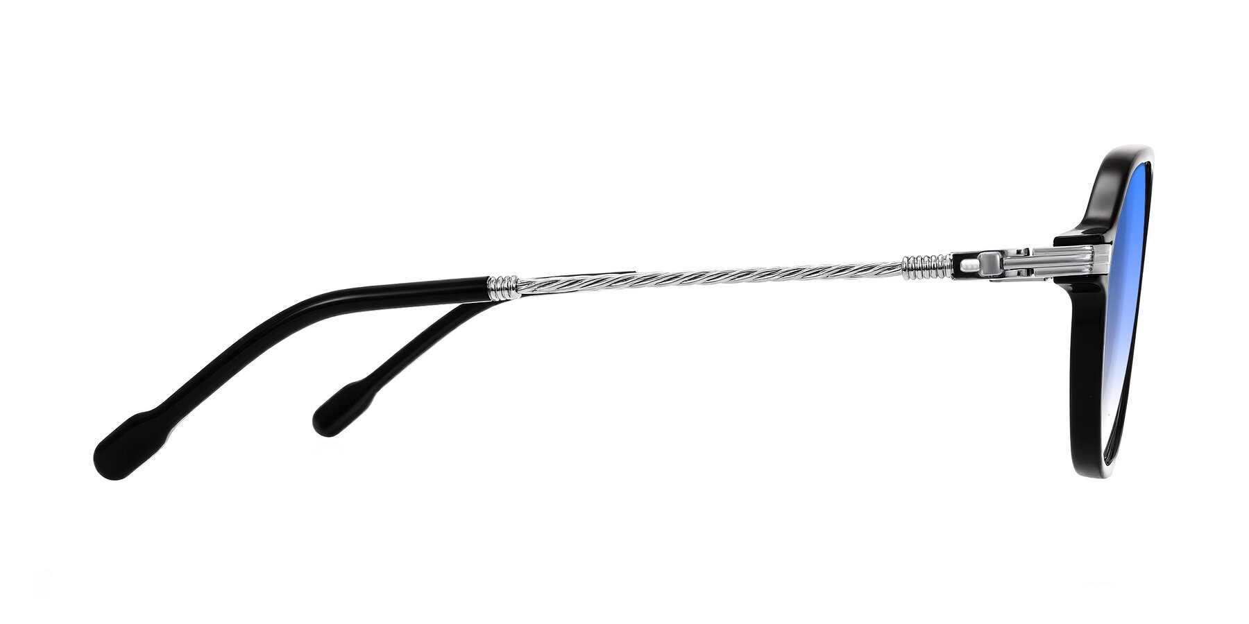 Side of Kanause in Black/Silver with Blue Gradient Lenses