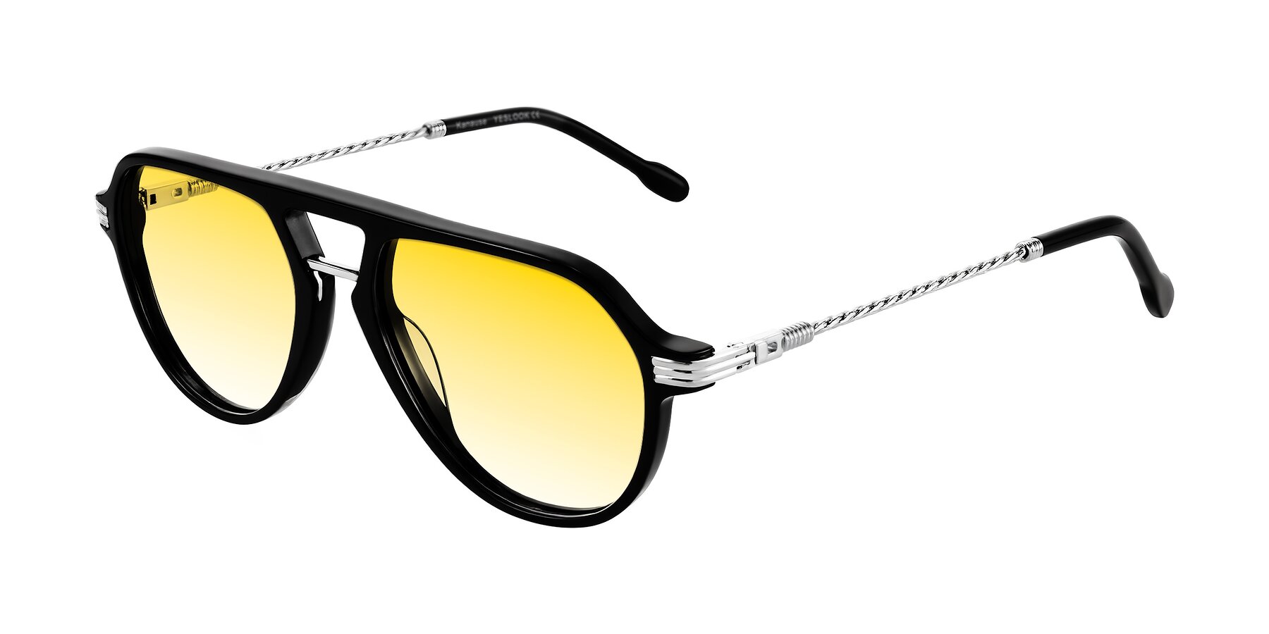 Angle of Kanause in Black/Silver with Yellow Gradient Lenses