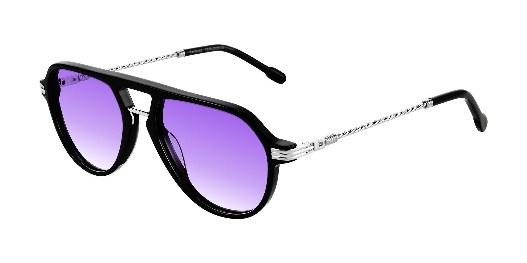 Angle of Kanause in Black/Silver with Purple Gradient Lenses