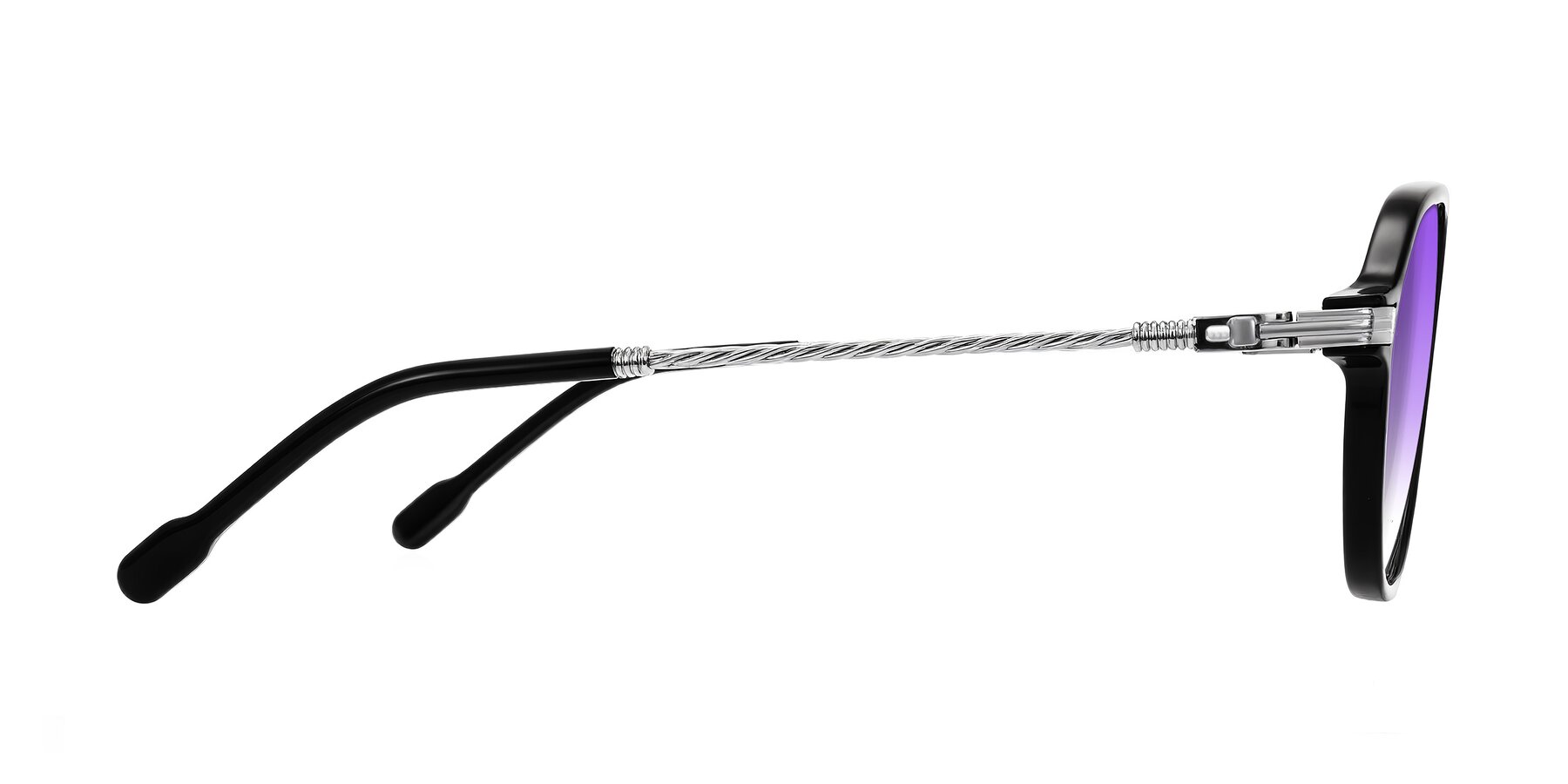 Side of Kanause in Black/Silver with Purple Gradient Lenses