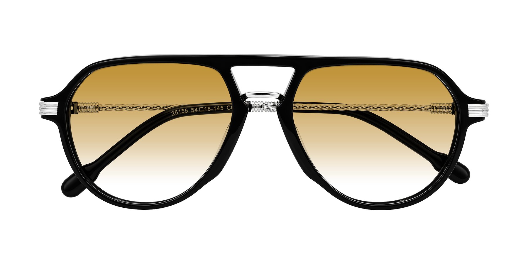 Folded Front of Kanause in Black/Silver with Champagne Gradient Lenses