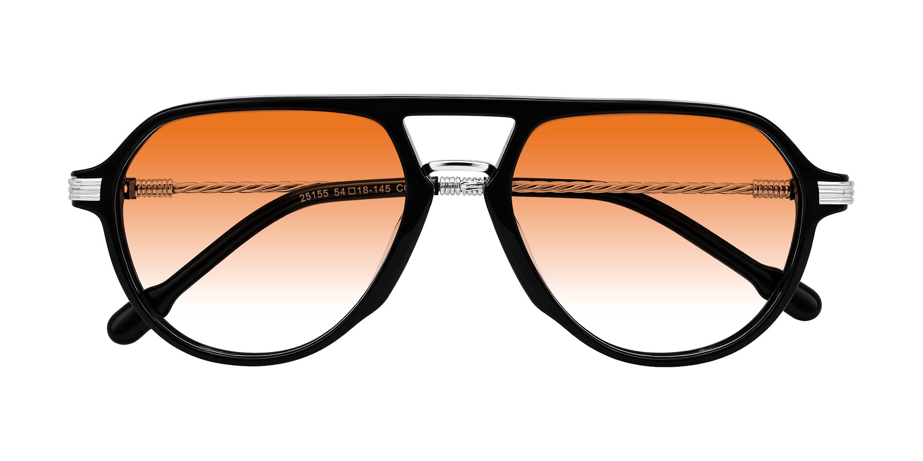 Folded Front of Kanause in Black/Silver with Orange Gradient Lenses