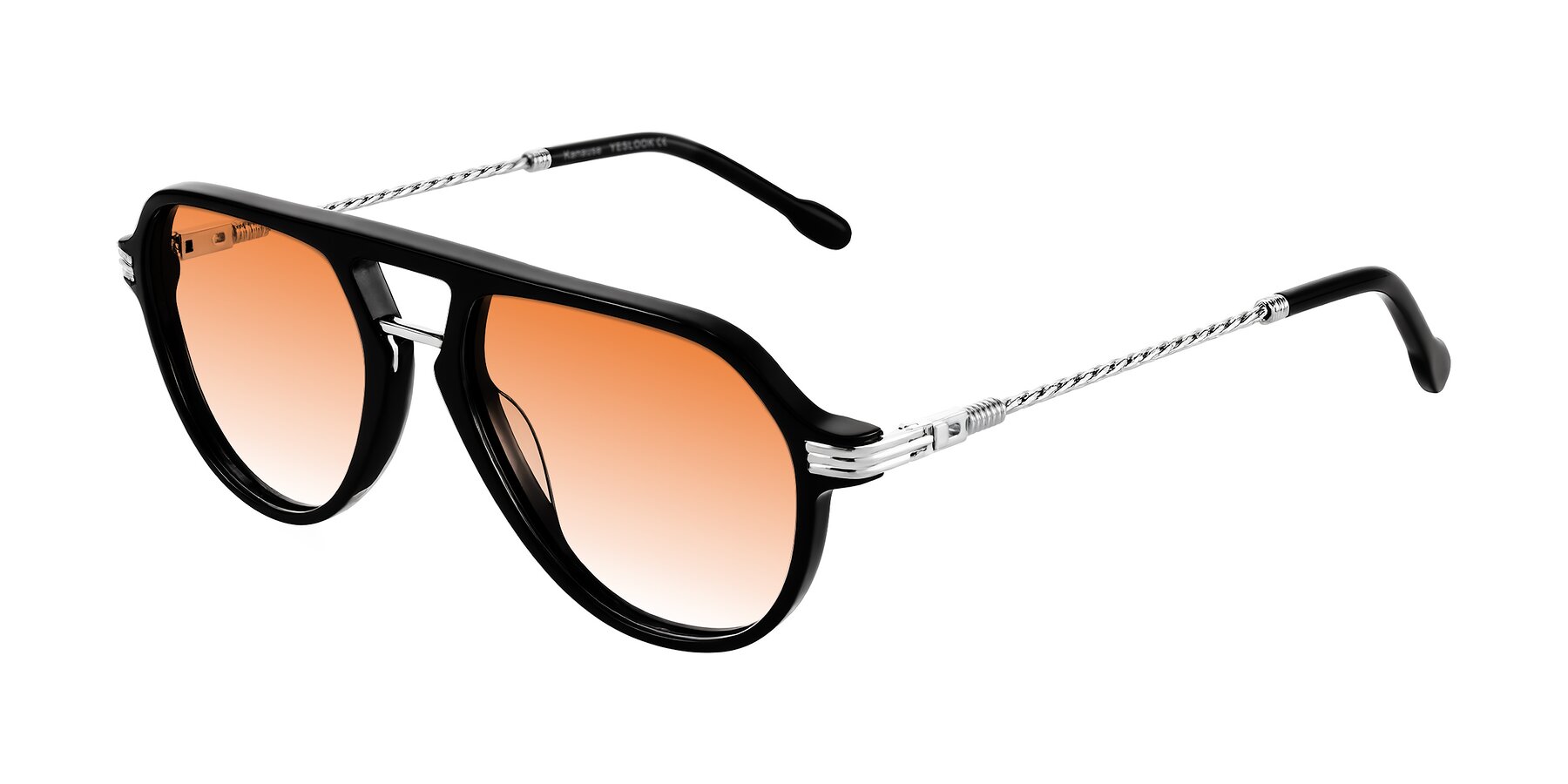Angle of Kanause in Black/Silver with Orange Gradient Lenses