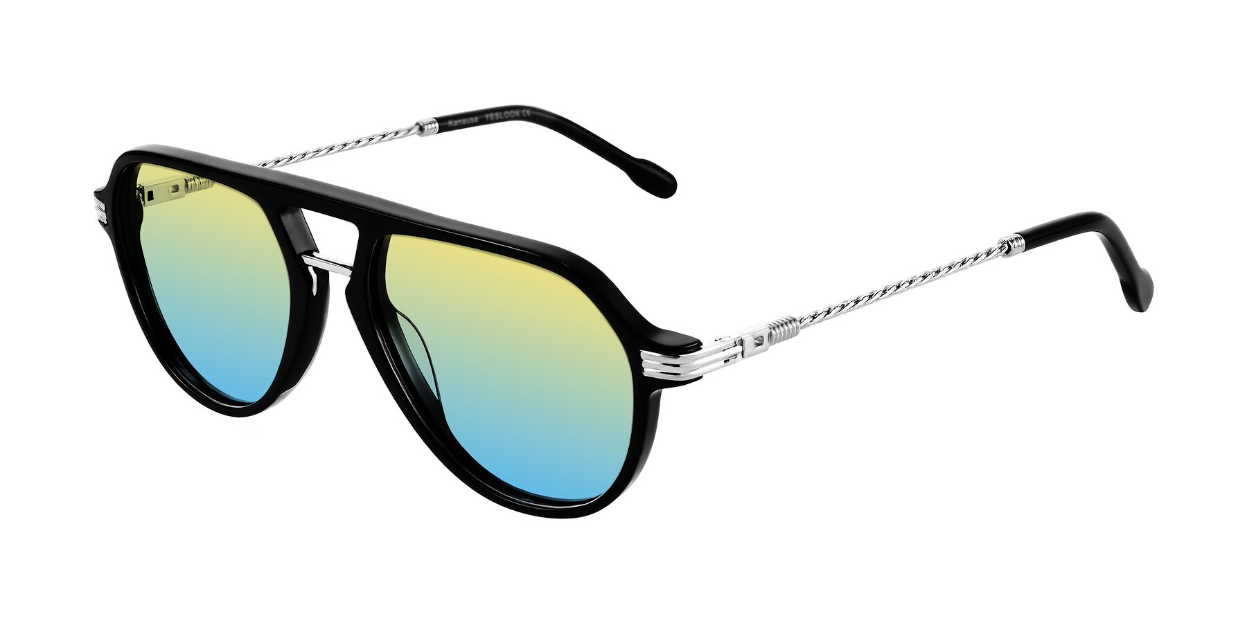 Angle of Kanause in Black/Silver with Yellow / Blue Gradient Lenses
