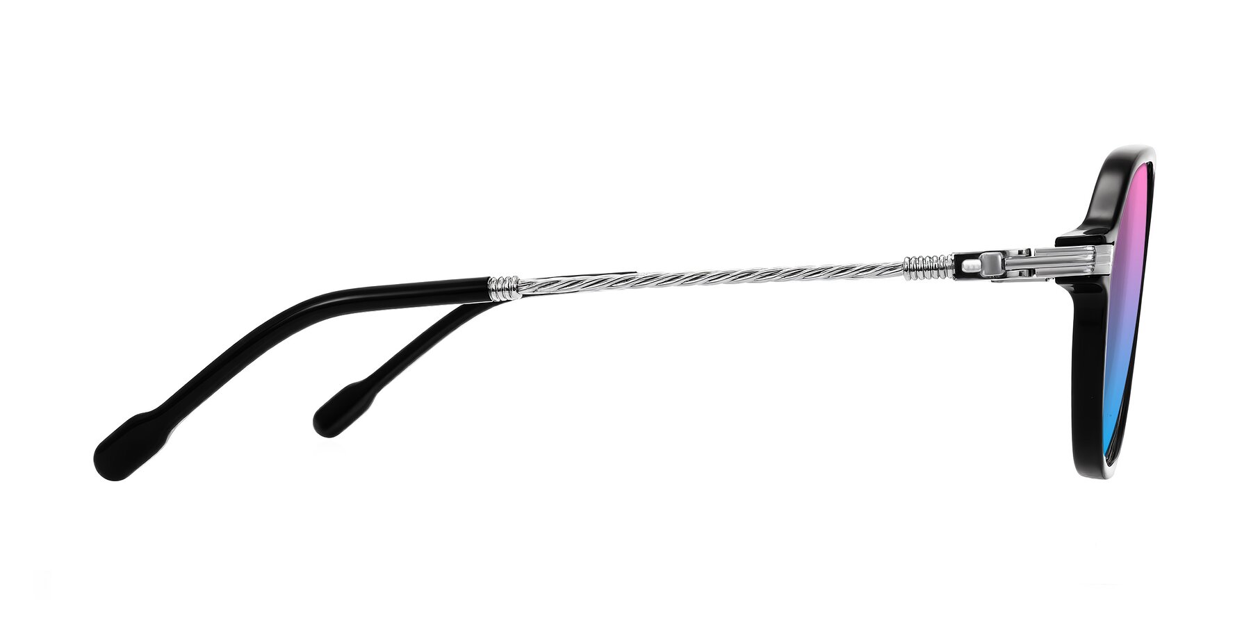 Side of Kanause in Black/Silver with Pink / Blue Gradient Lenses
