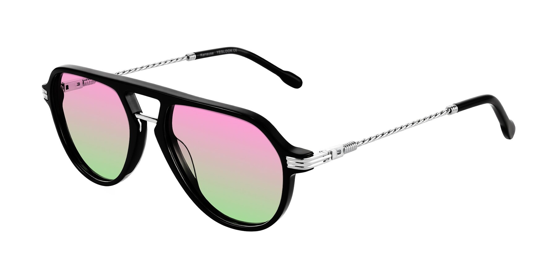 Angle of Kanause in Black/Silver with Pink / Green Gradient Lenses