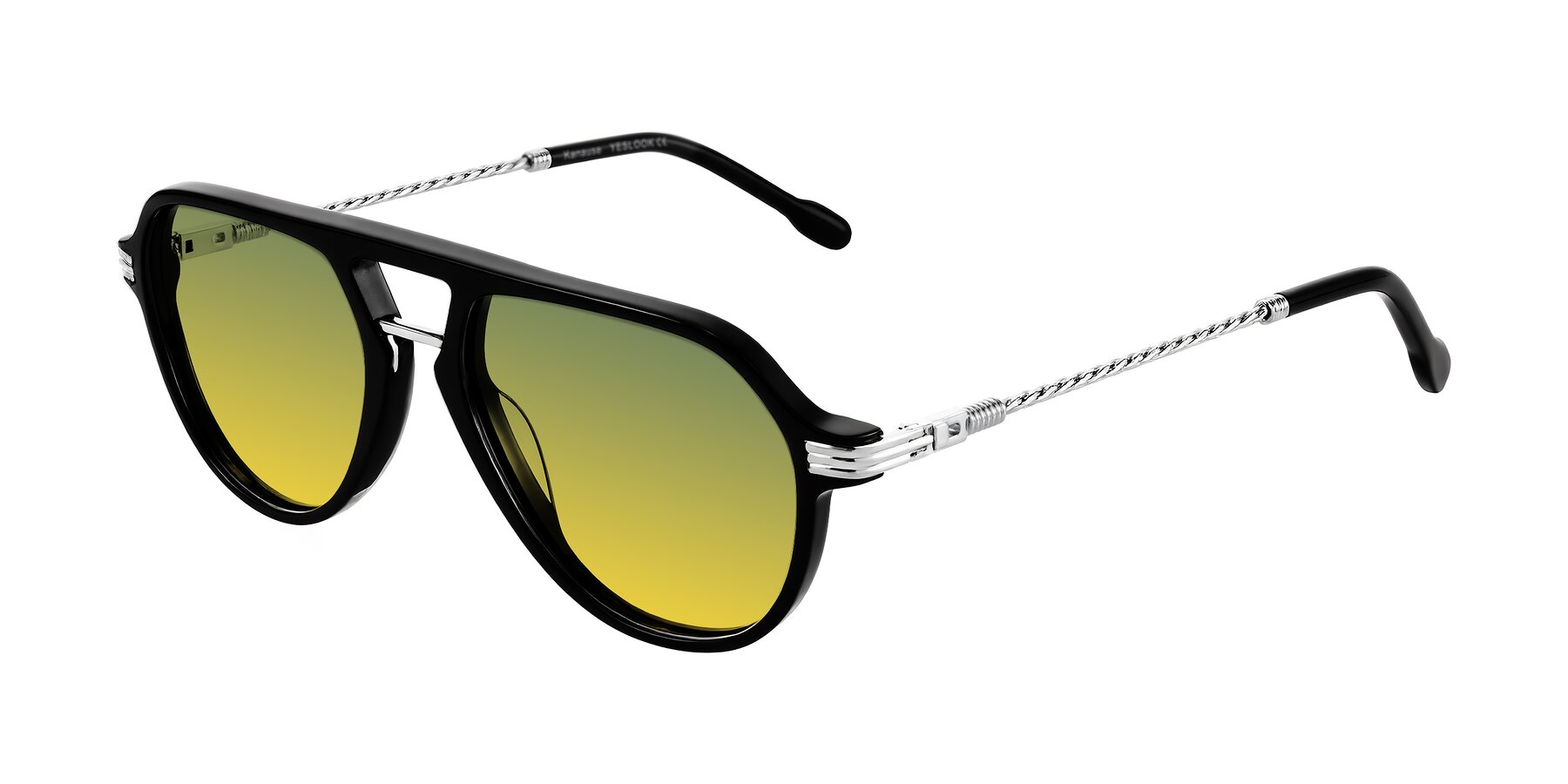 Angle of Kanause in Black/Silver with Green / Yellow Gradient Lenses