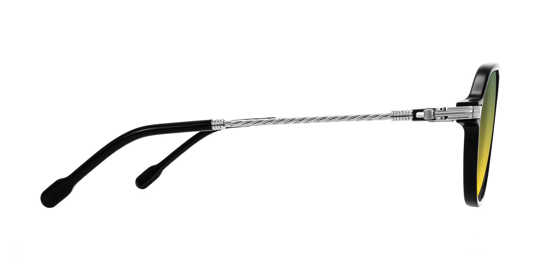 Side of Kanause in Black/Silver with Green / Yellow Gradient Lenses