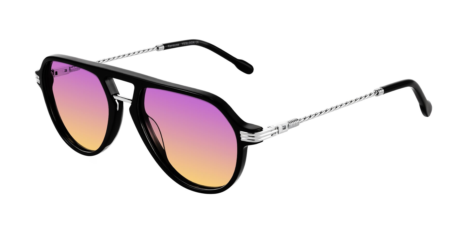 Angle of Kanause in Black/Silver with Purple / Yellow Gradient Lenses