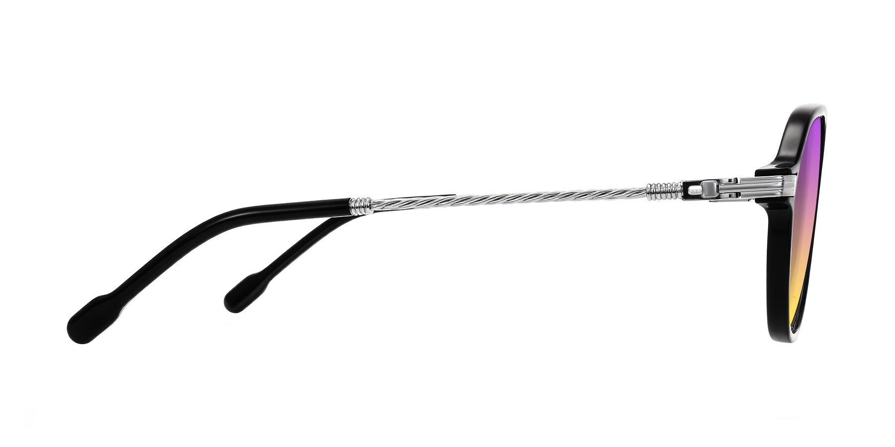 Side of Kanause in Black/Silver with Purple / Yellow Gradient Lenses