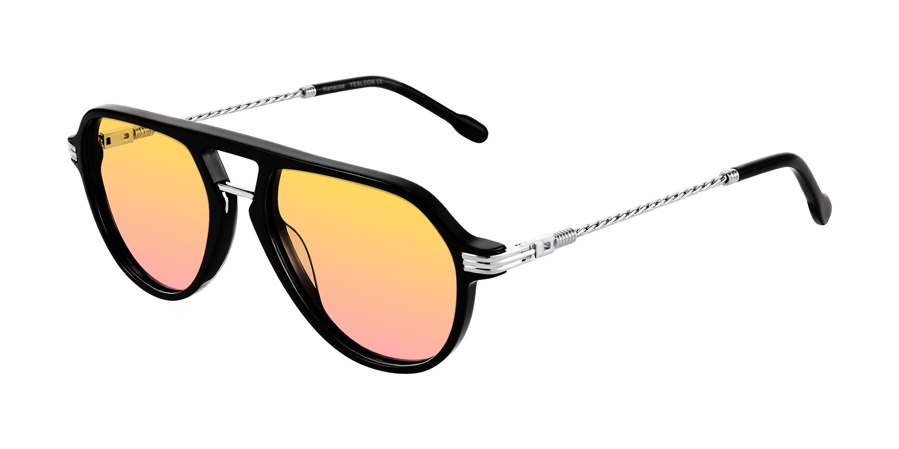 Angle of Kanause in Black/Silver with Yellow / Pink Gradient Lenses