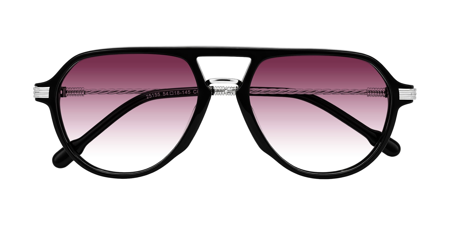 Folded Front of Kanause in Black/Silver with Wine Gradient Lenses