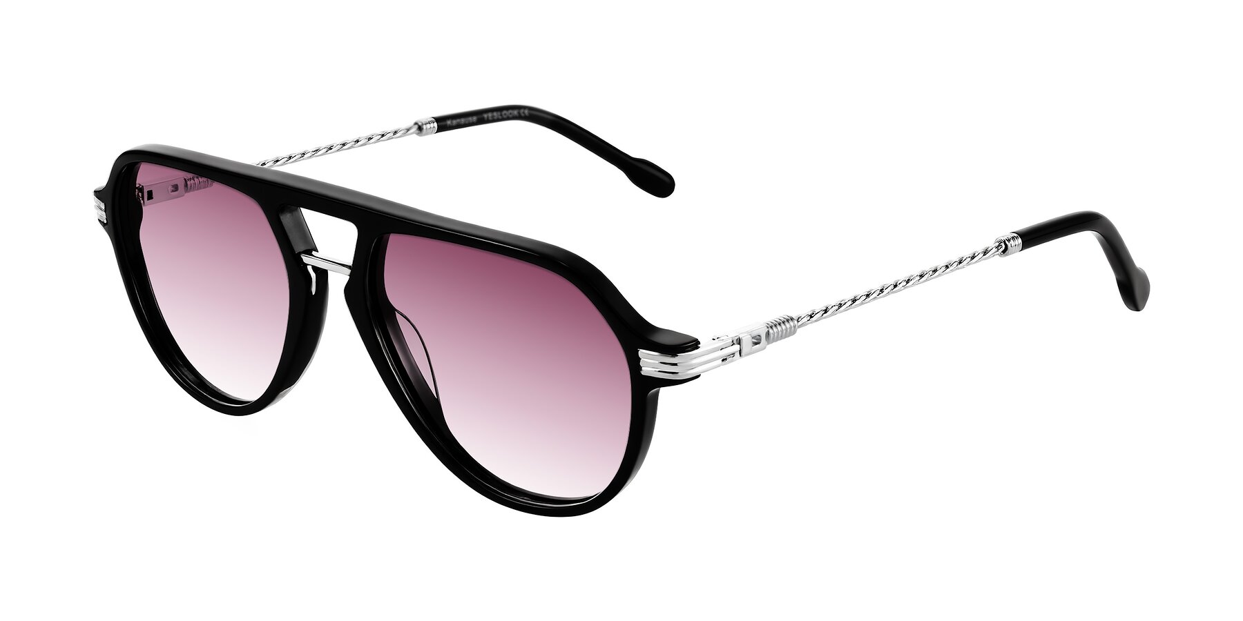 Angle of Kanause in Black/Silver with Wine Gradient Lenses