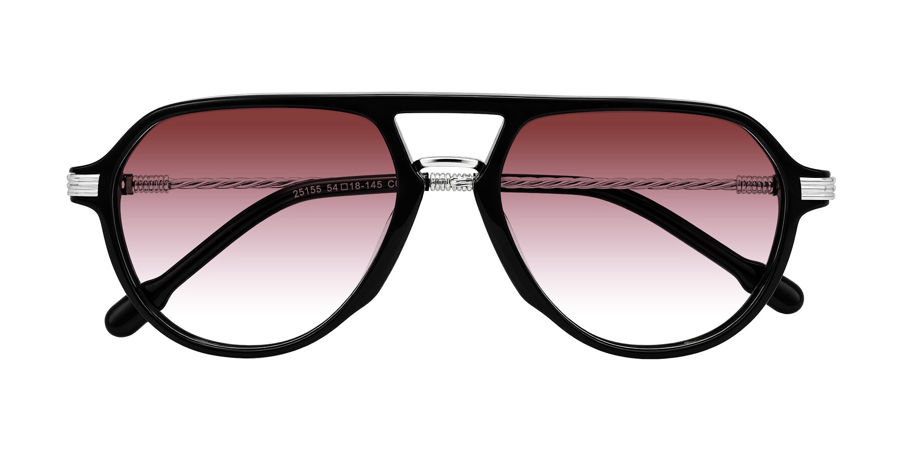 Folded Front of Kanause in Black/Silver with Garnet Gradient Lenses