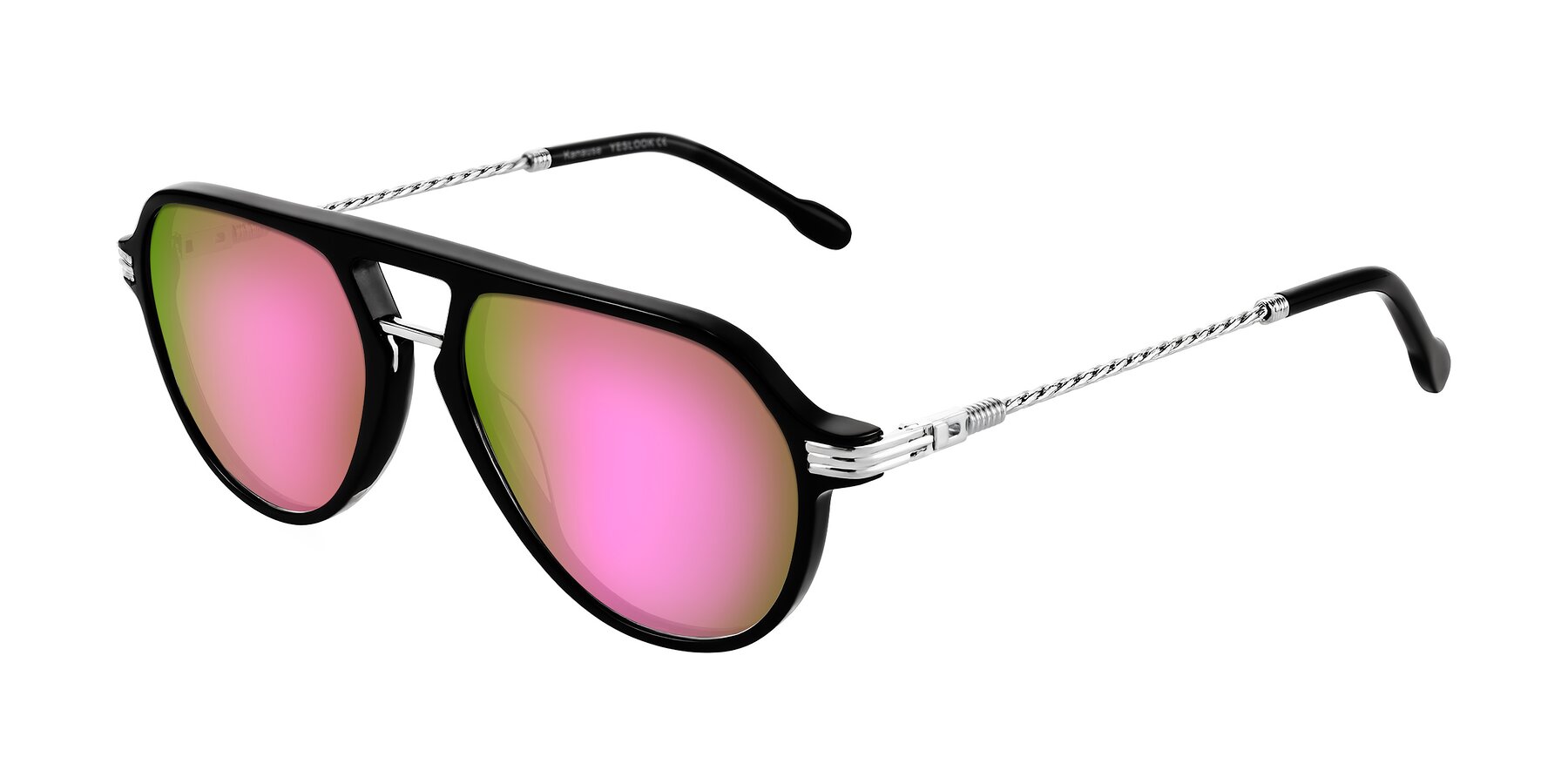 Angle of Kanause in Black/Silver with Pink Mirrored Lenses