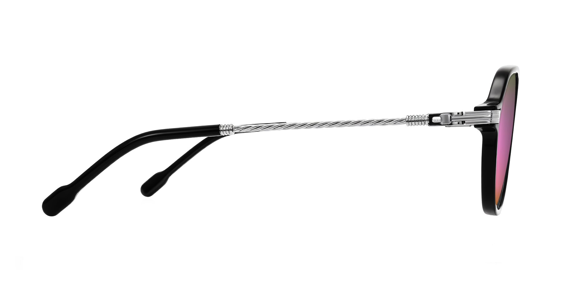 Side of Kanause in Black/Silver with Pink Mirrored Lenses