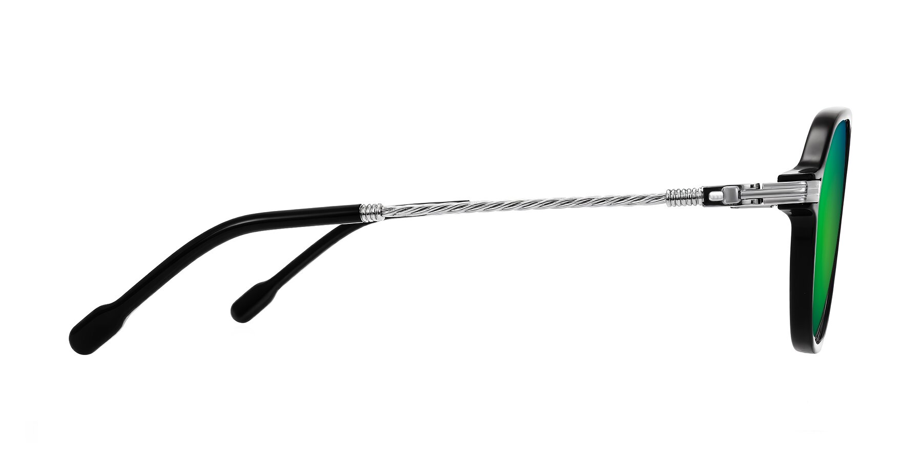 Side of Kanause in Black/Silver with Green Mirrored Lenses