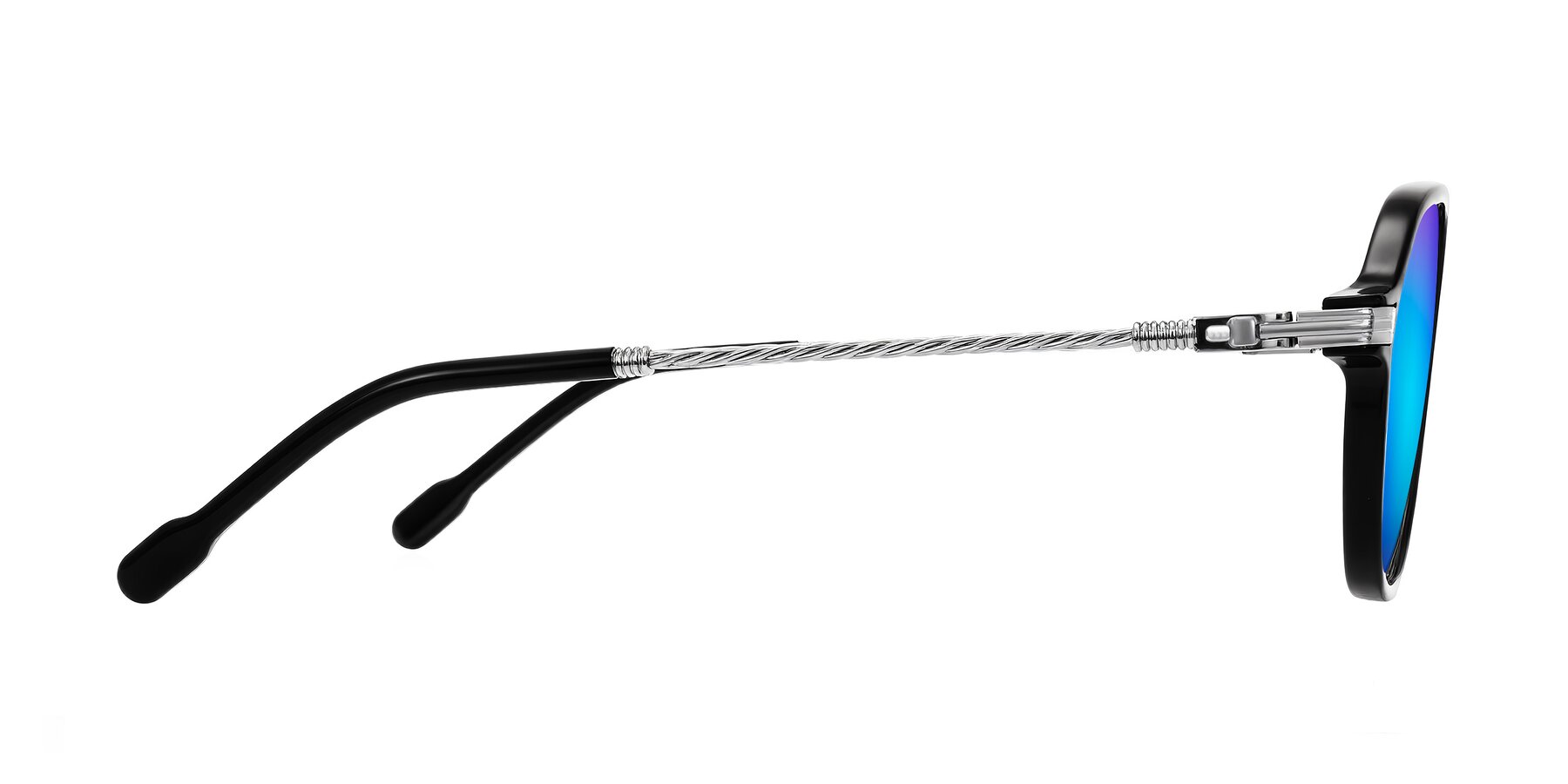 Side of Kanause in Black/Silver with Blue Mirrored Lenses