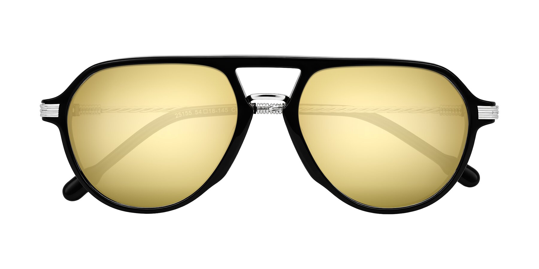 Folded Front of Kanause in Black/Silver with Gold Mirrored Lenses