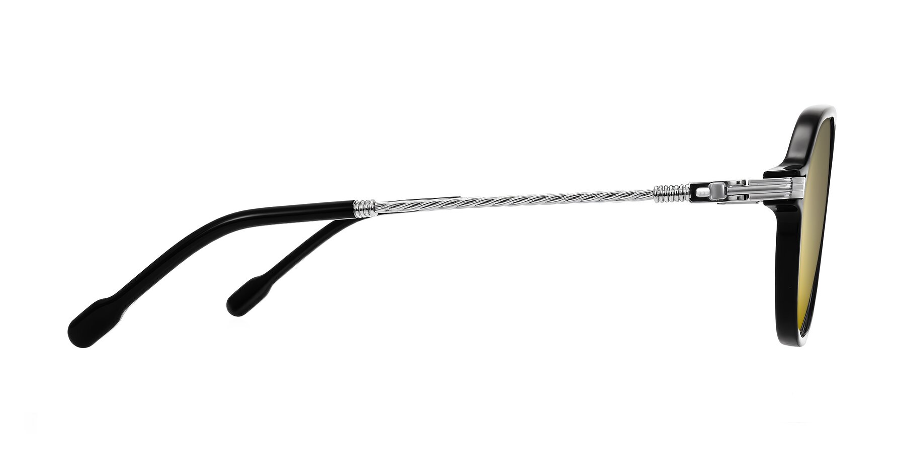 Side of Kanause in Black/Silver with Gold Mirrored Lenses