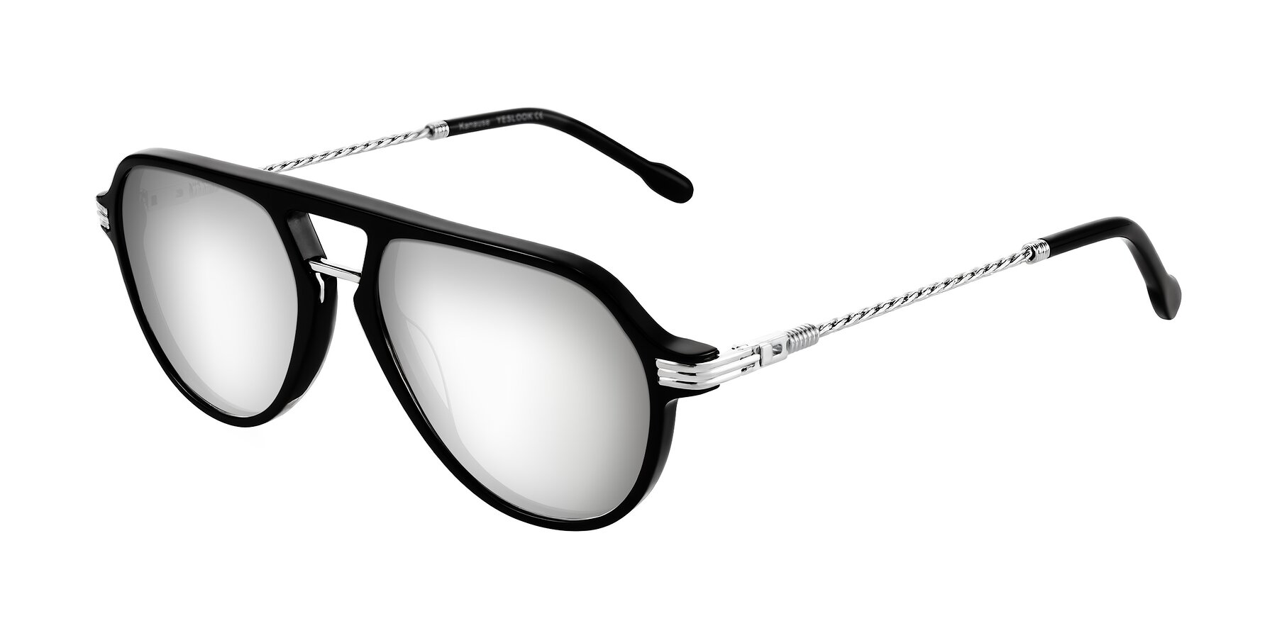 Angle of Kanause in Black/Silver with Silver Mirrored Lenses