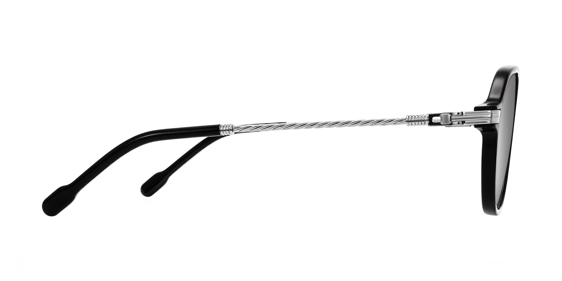 Side of Kanause in Black/Silver with Silver Mirrored Lenses