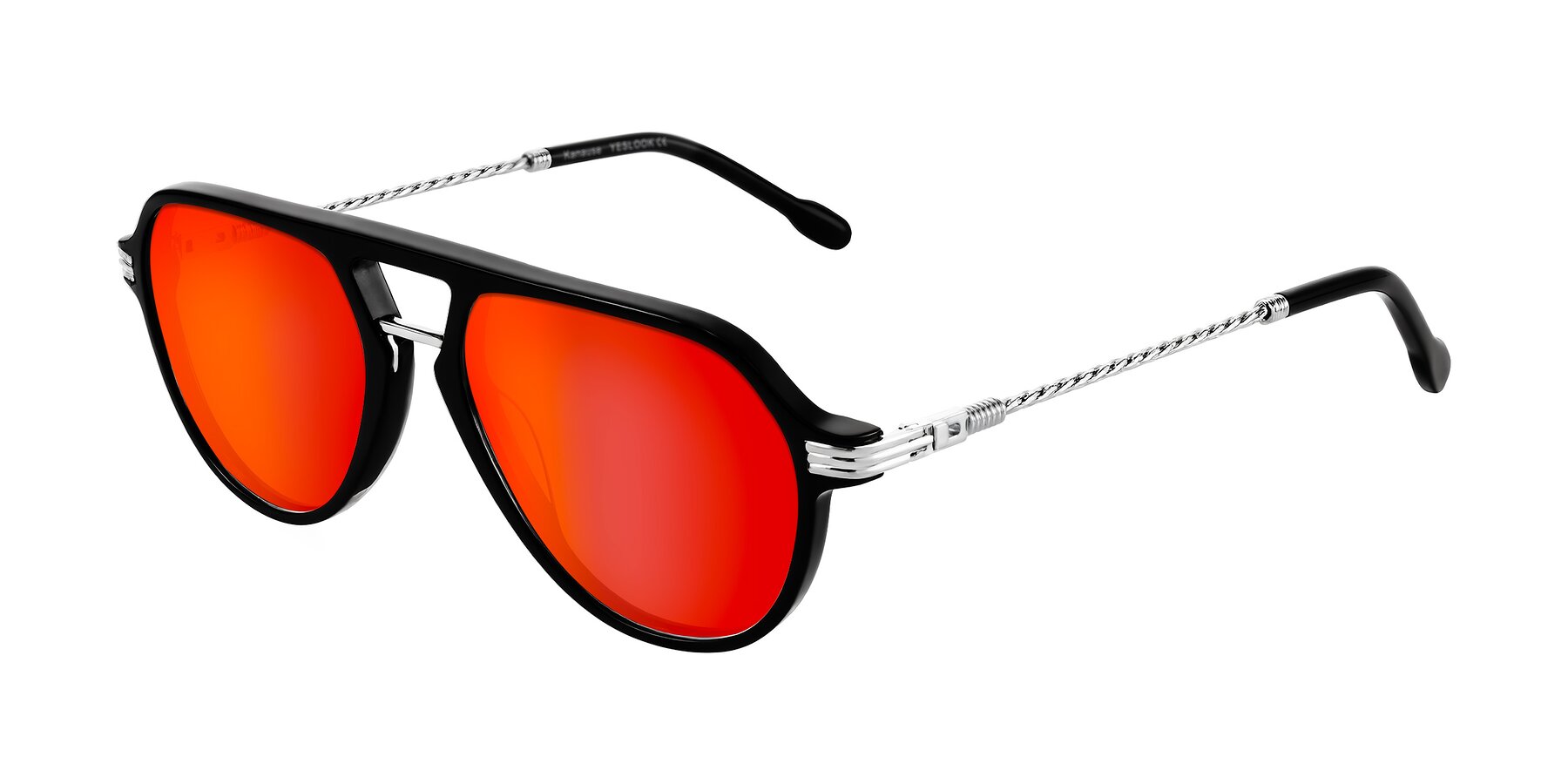Angle of Kanause in Black/Silver with Red Gold Mirrored Lenses