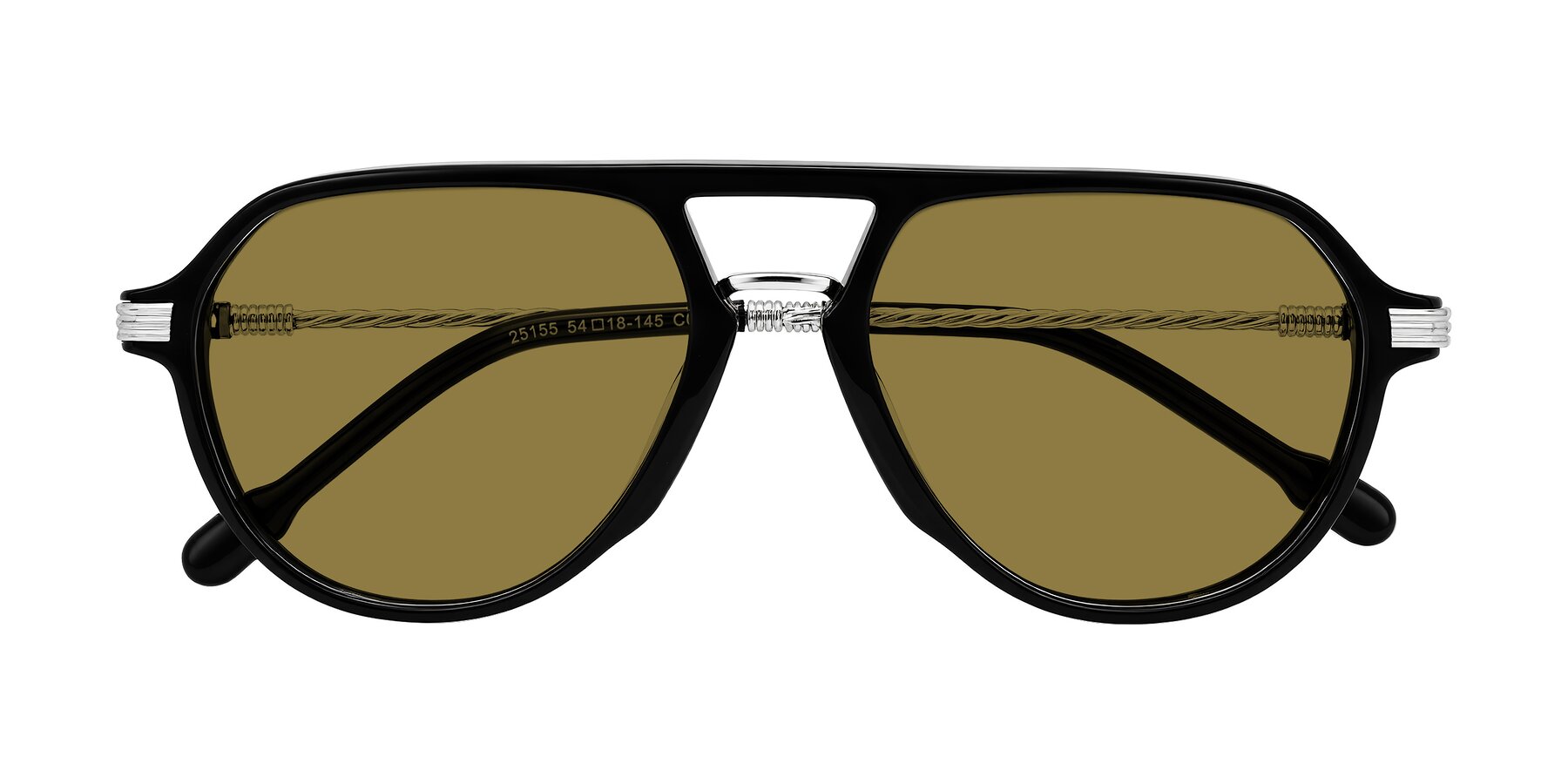Folded Front of Kanause in Black/Silver with Brown Polarized Lenses