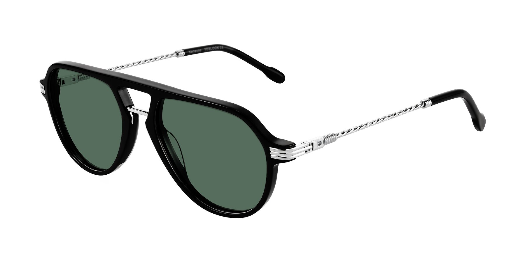 Angle of Kanause in Black/Silver with Green Polarized Lenses