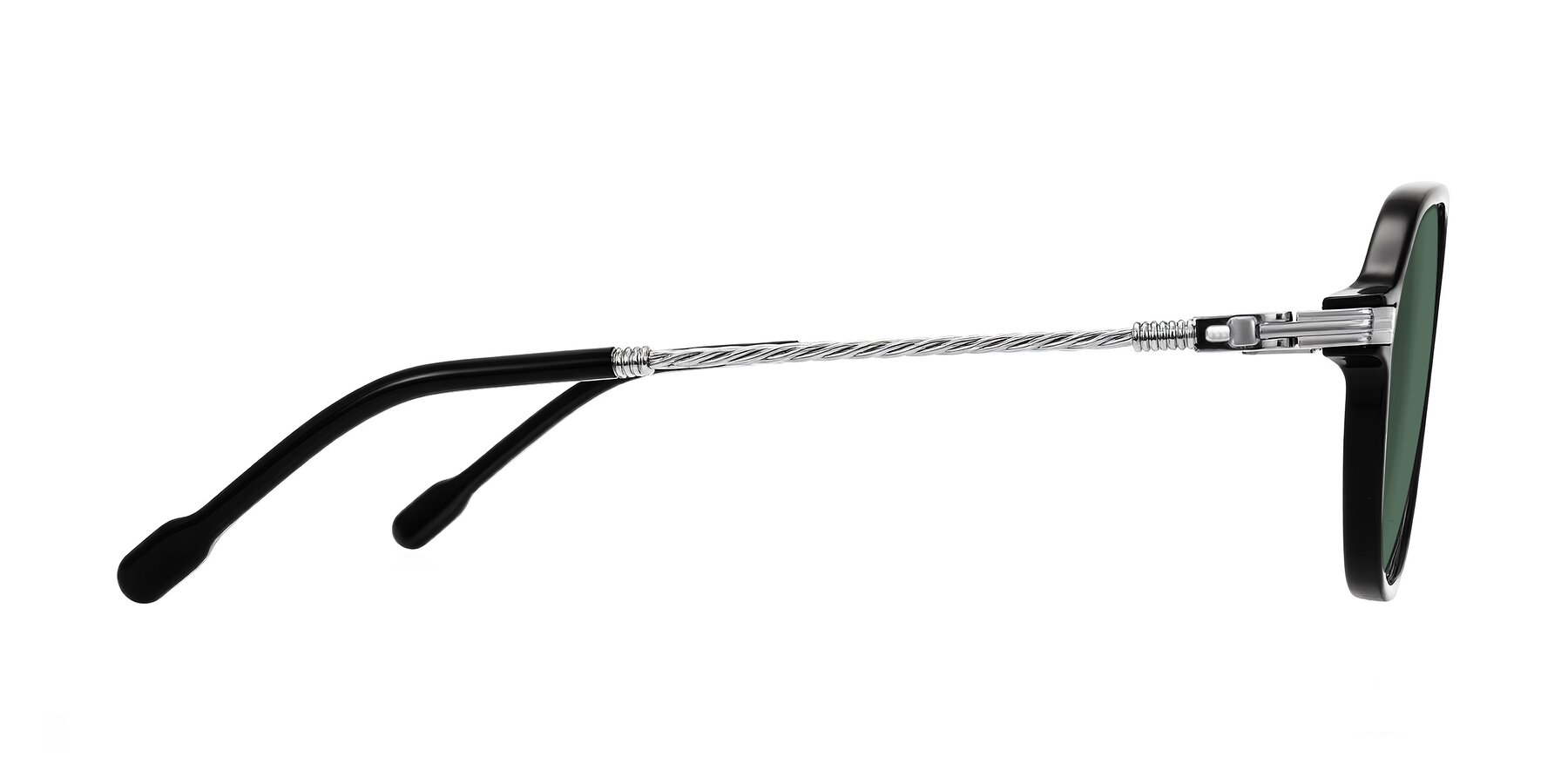 Side of Kanause in Black/Silver with Green Polarized Lenses