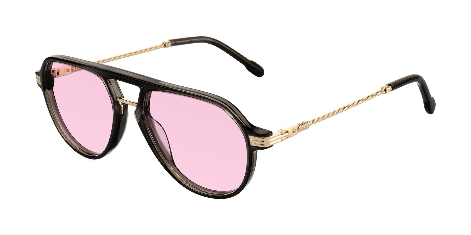 Angle of Kanause in Transparent Gray/Gold with Light Pink Tinted Lenses