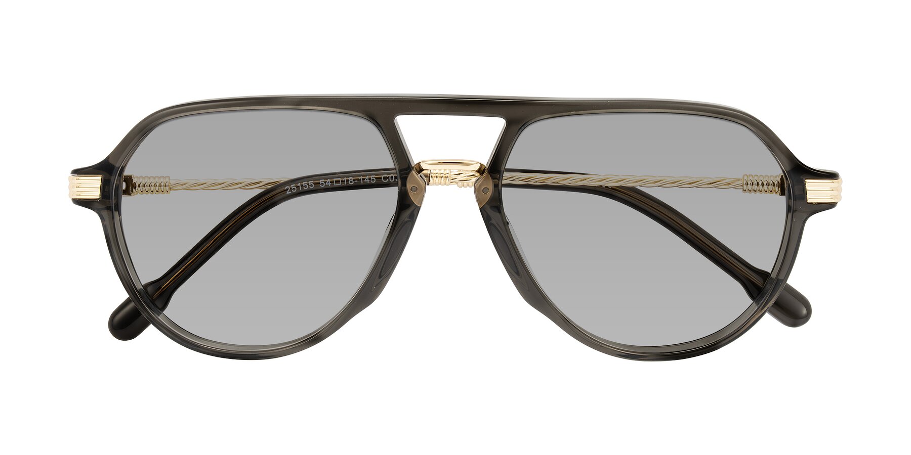 Folded Front of Kanause in Transparent Gray/Gold with Light Gray Tinted Lenses