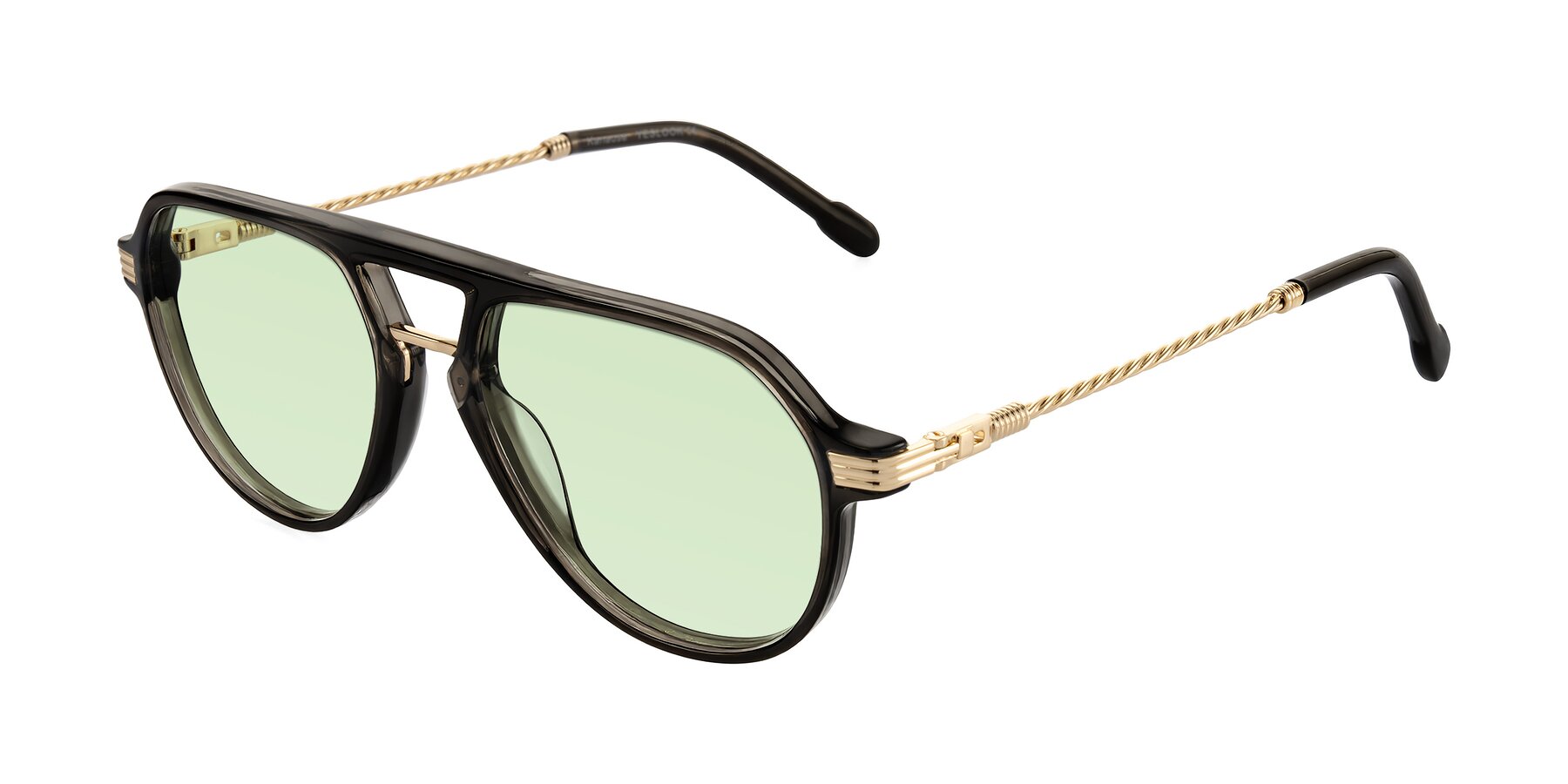 Angle of Kanause in Transparent Gray/Gold with Light Green Tinted Lenses