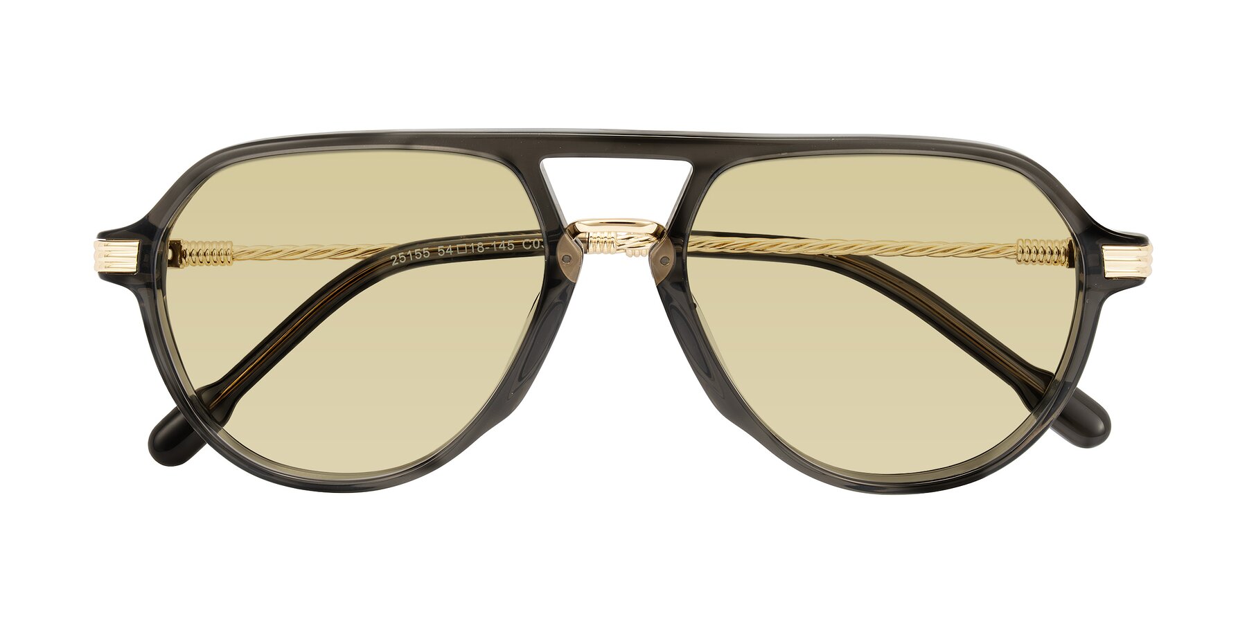 Folded Front of Kanause in Transparent Gray/Gold with Light Champagne Tinted Lenses