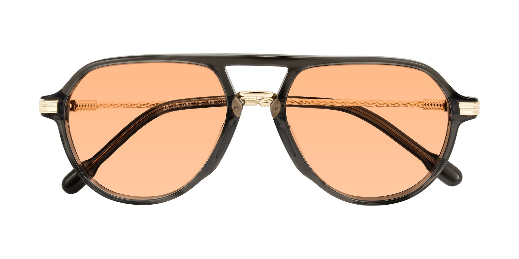 Folded Front of Kanause in Transparent Gray/Gold with Light Orange Tinted Lenses