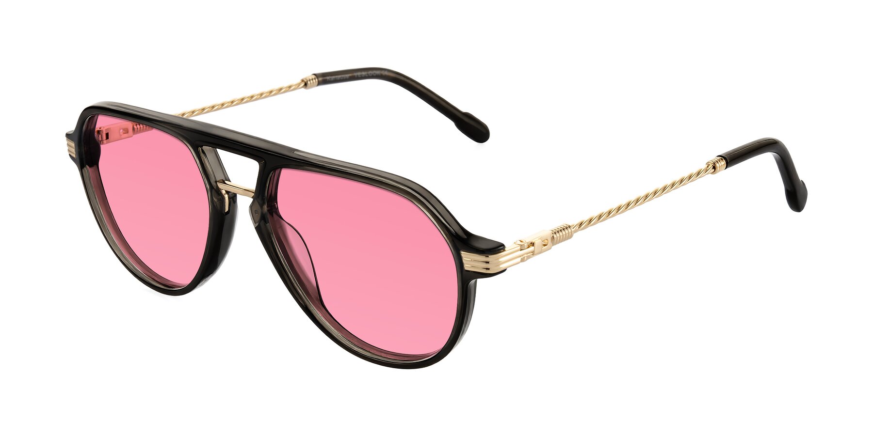 Angle of Kanause in Transparent Gray/Gold with Pink Tinted Lenses