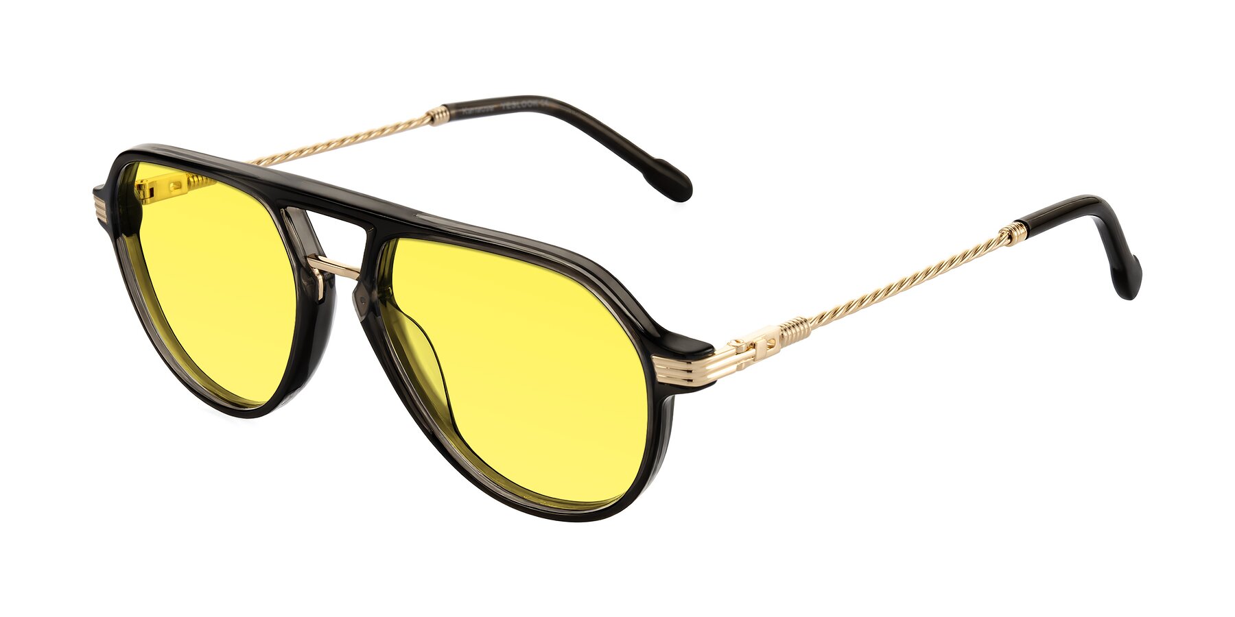 Angle of Kanause in Transparent Gray/Gold with Medium Yellow Tinted Lenses