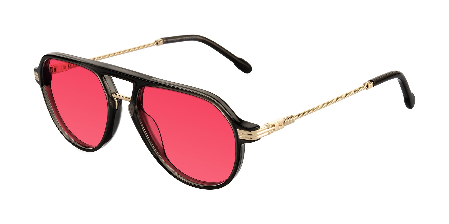 Angle of Kanause in Transparent Gray/Gold with Red Tinted Lenses