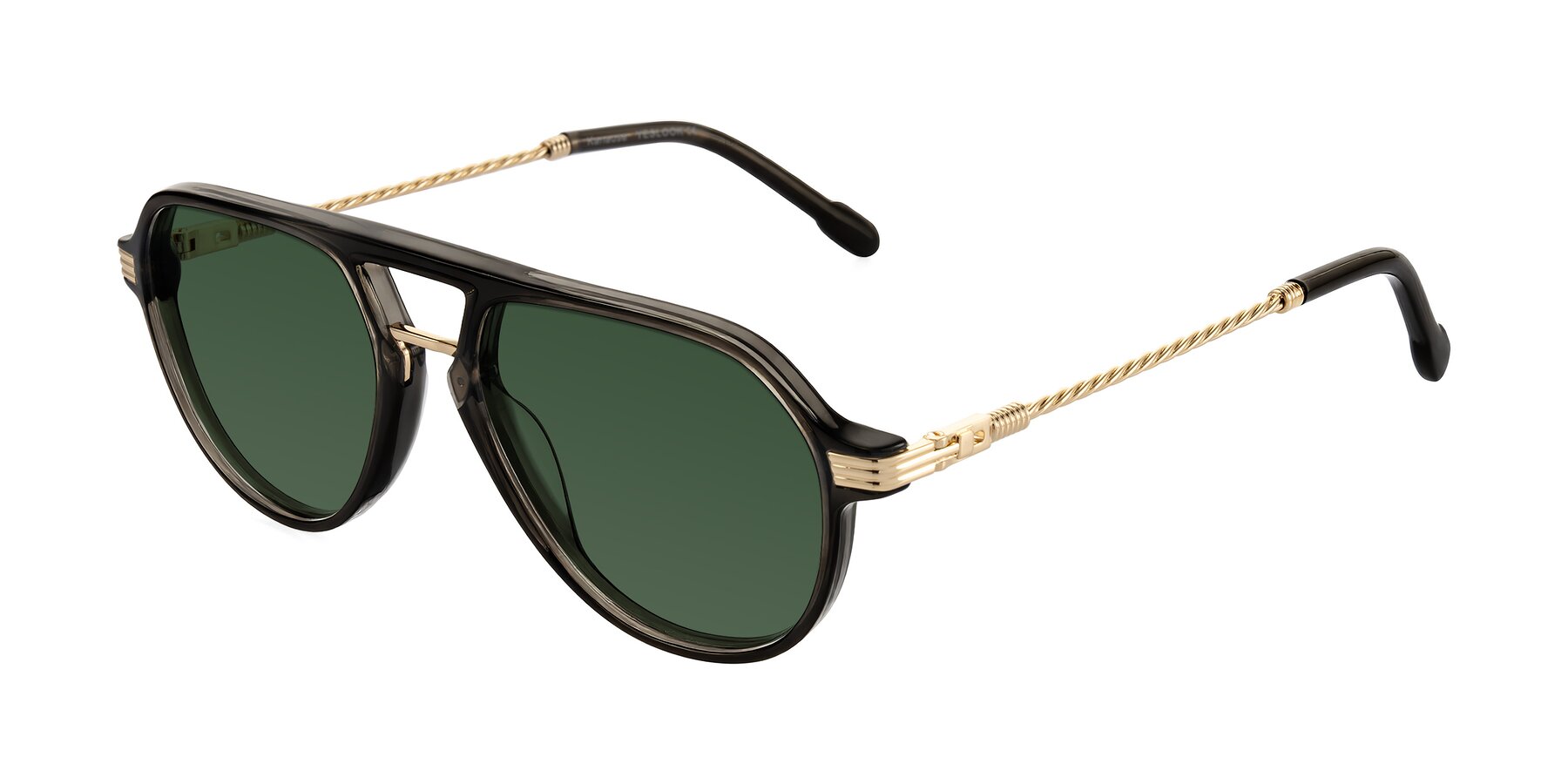 Angle of Kanause in Transparent Gray/Gold with Green Tinted Lenses